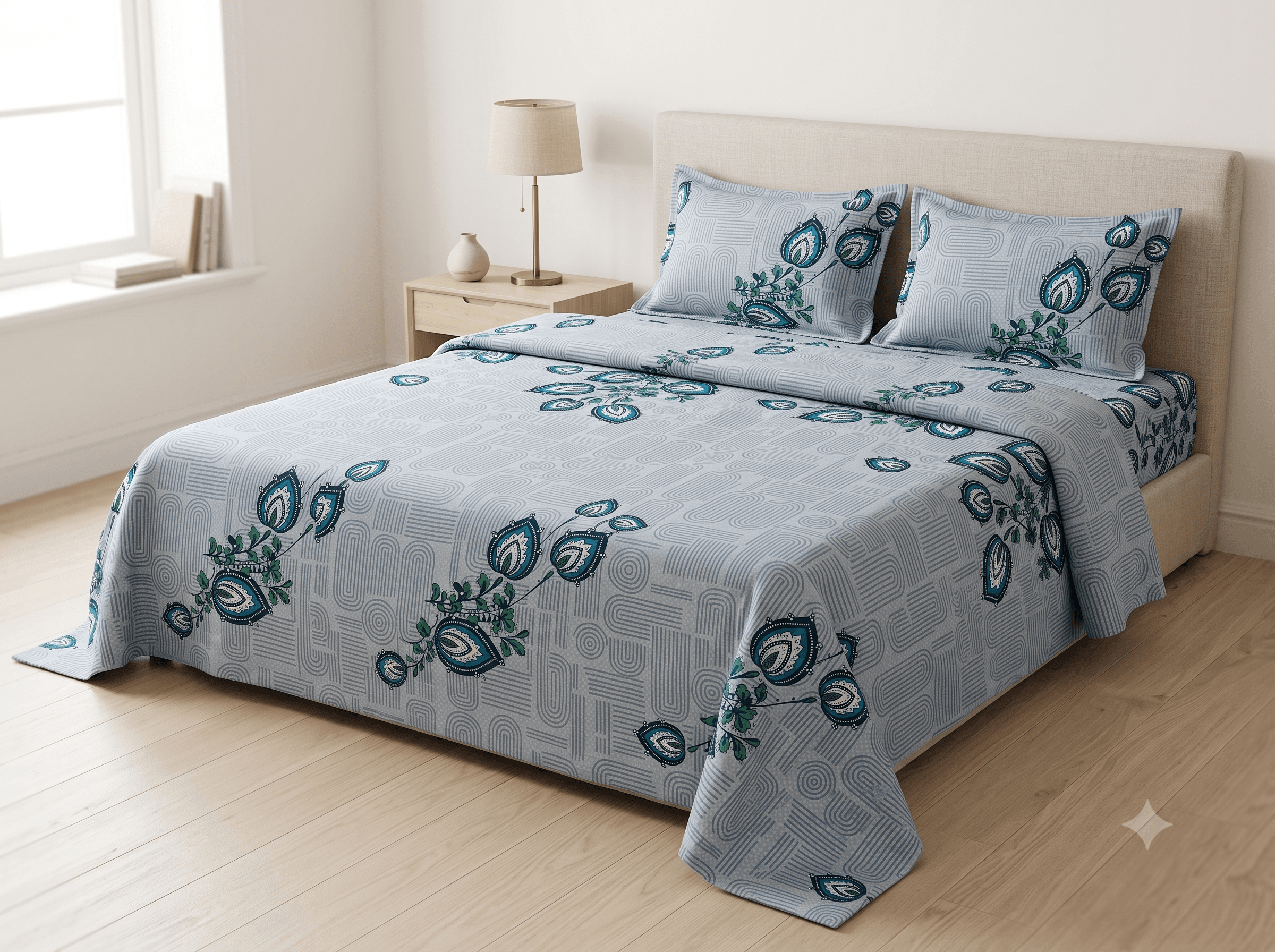 Bedspread design 8569 in blue — hero