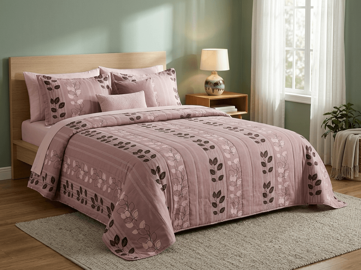 Bedspread design 8525 in mauve — room