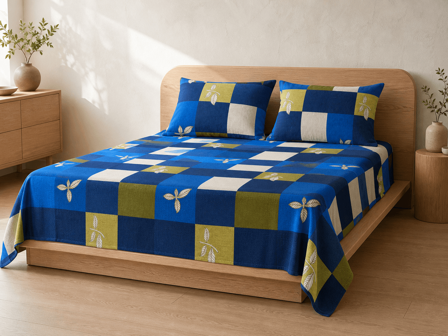 Bedspread design 4216 in blue - hero