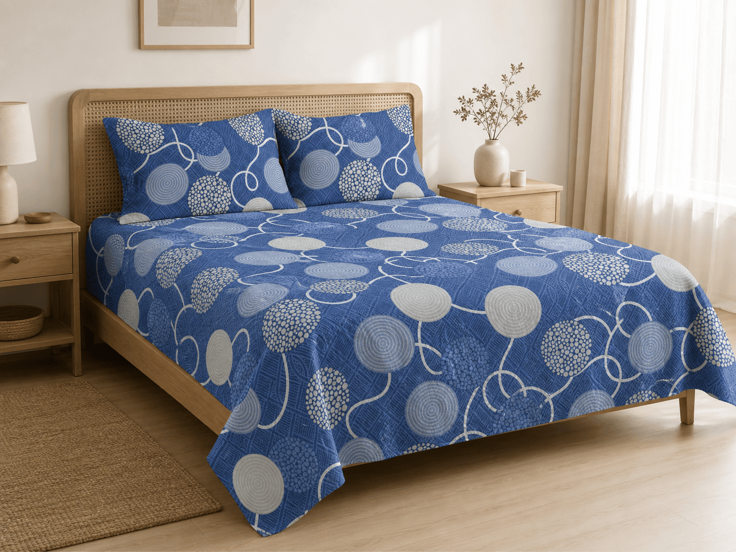 Bedspread design 4337 in blue - hero