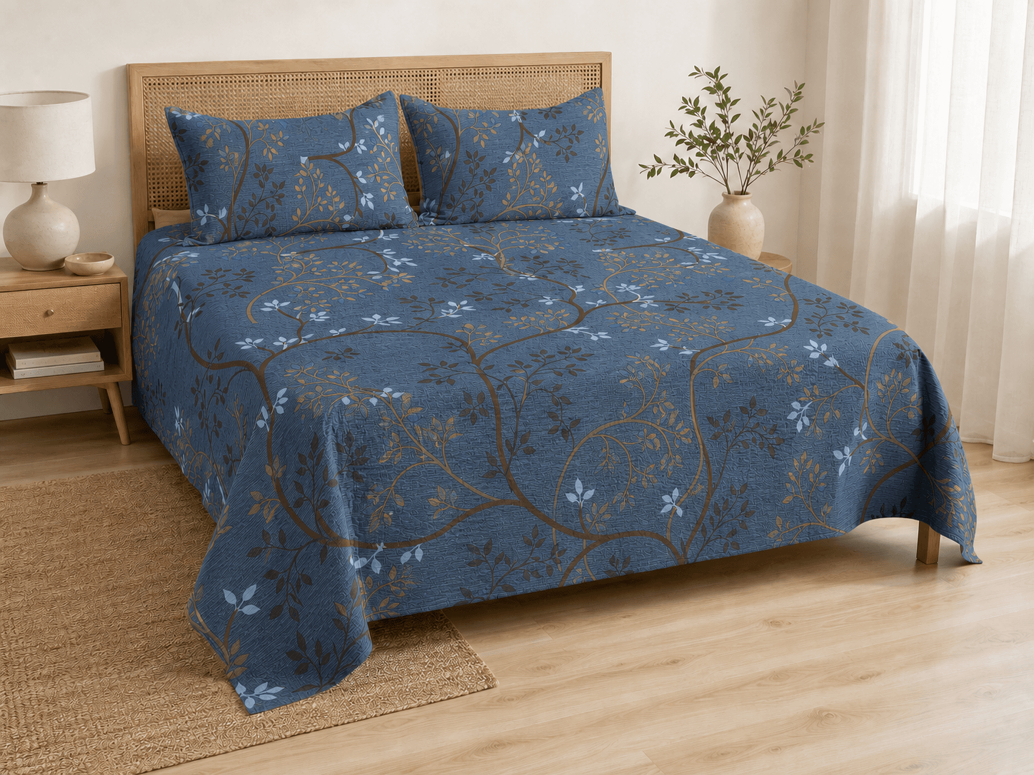Bedspread design 8474 in blue - hero