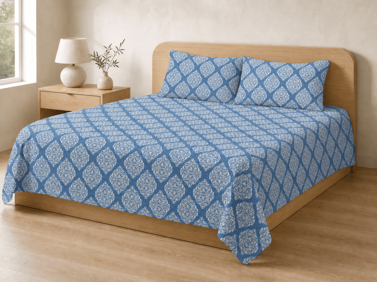 Bedspread design 8507 in blue - hero