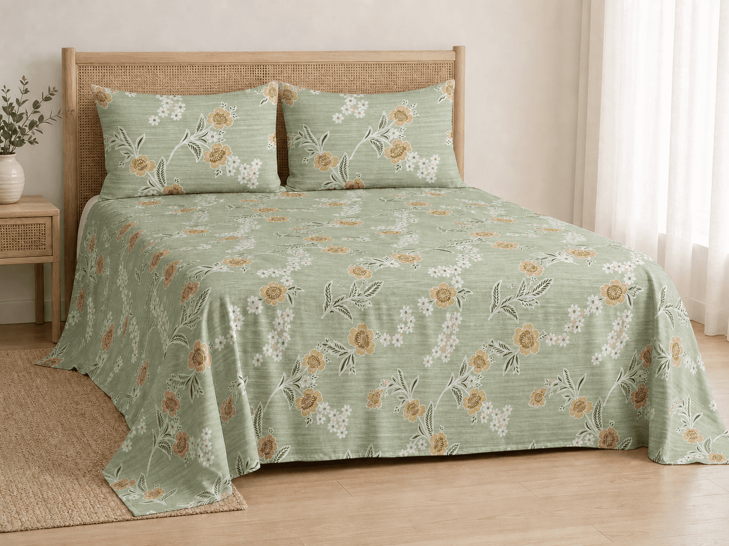 Bedspread design 8545 in green - hero
