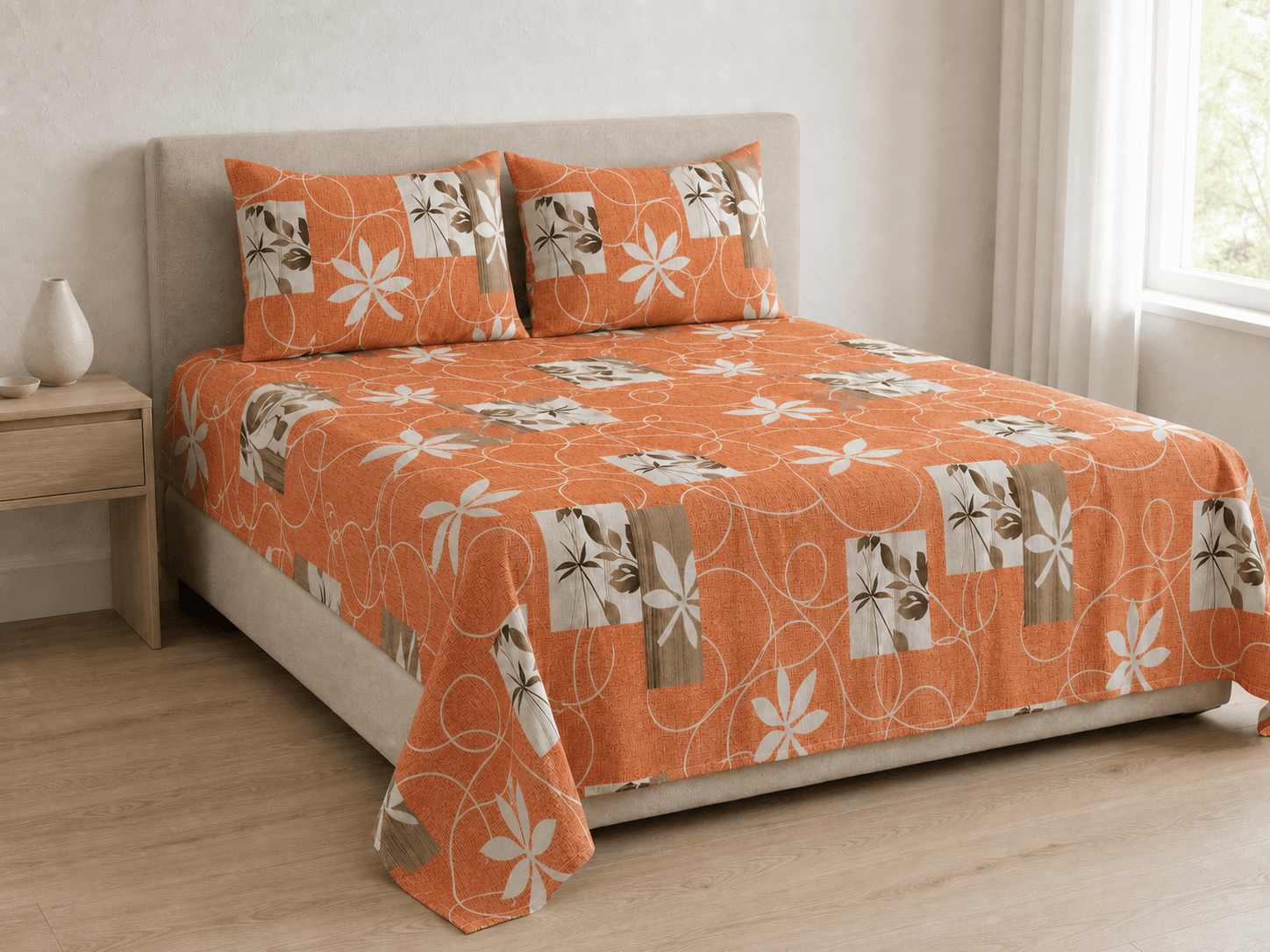Bedspread design 4388 in orange - hero