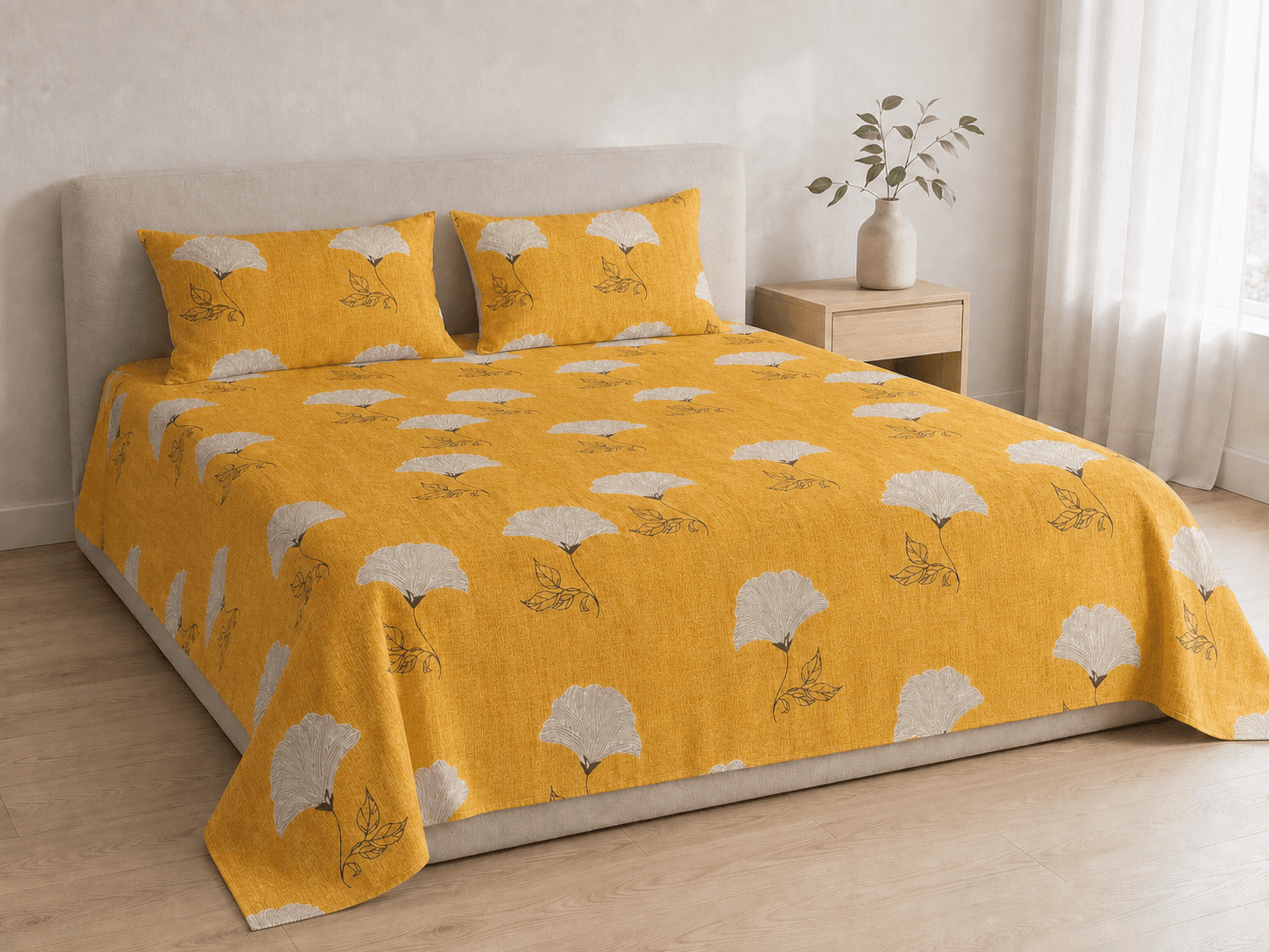 Bedspread design 8496 in mustard - hero