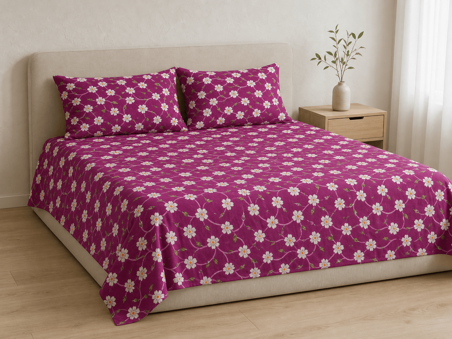 Bedspread design 4425 in magenta - hero