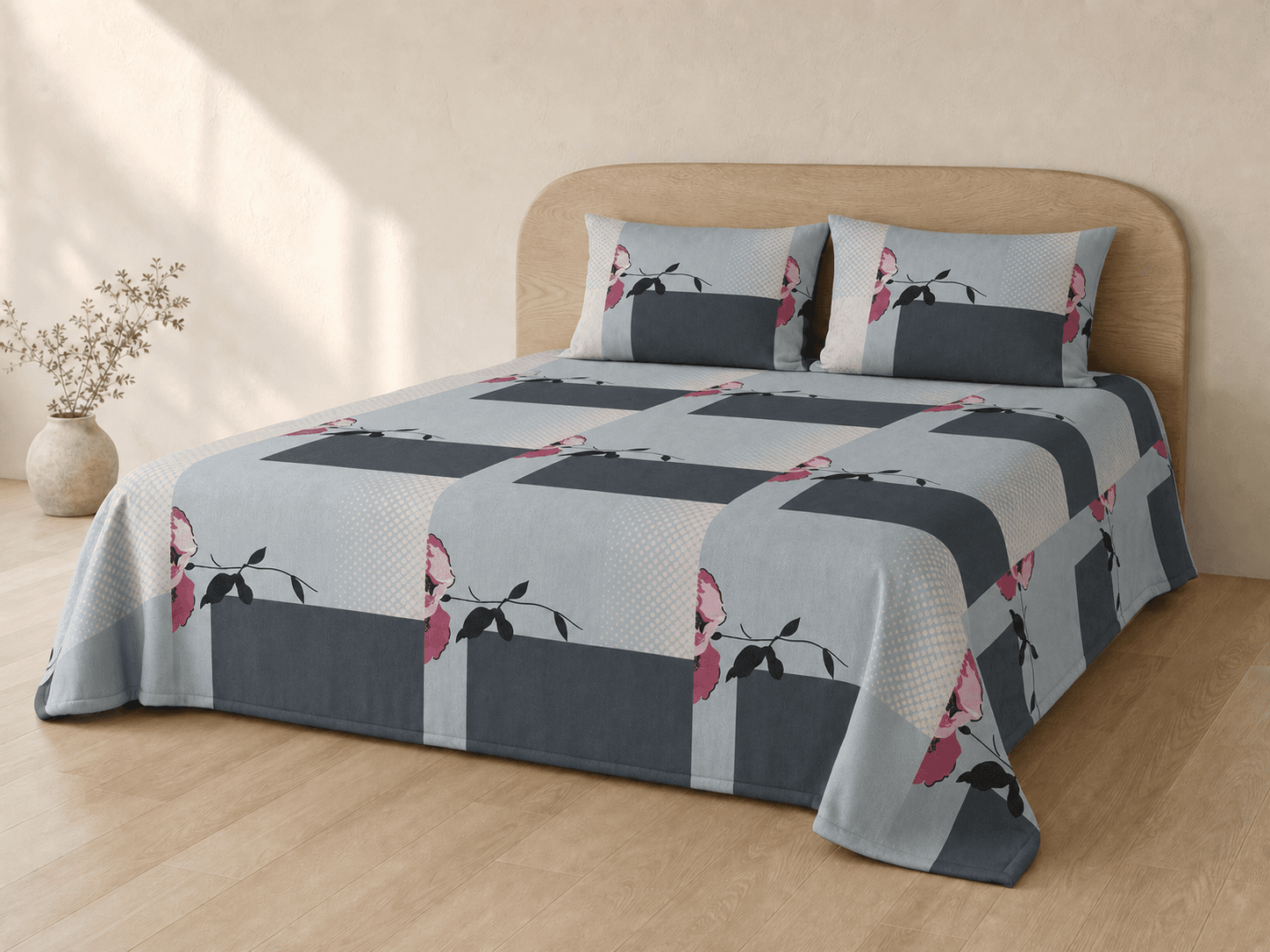 Bedspread design 8576 in blue grey - hero
