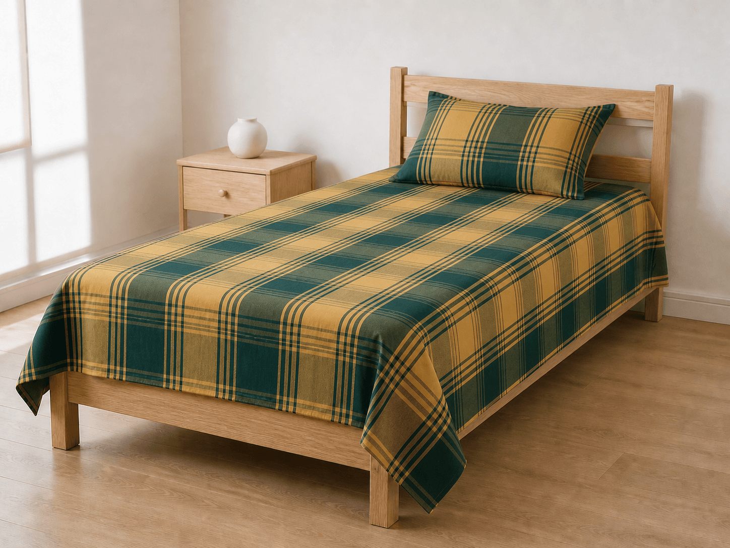 Bedspread design 8577 in ochre forest - hero