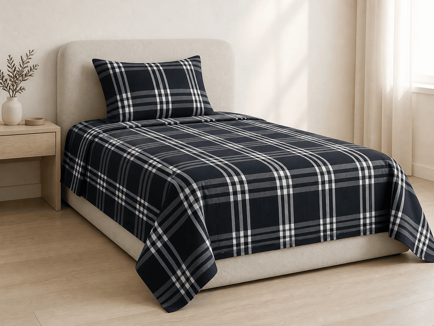 Bedspread design 8579 in charcoal white - hero