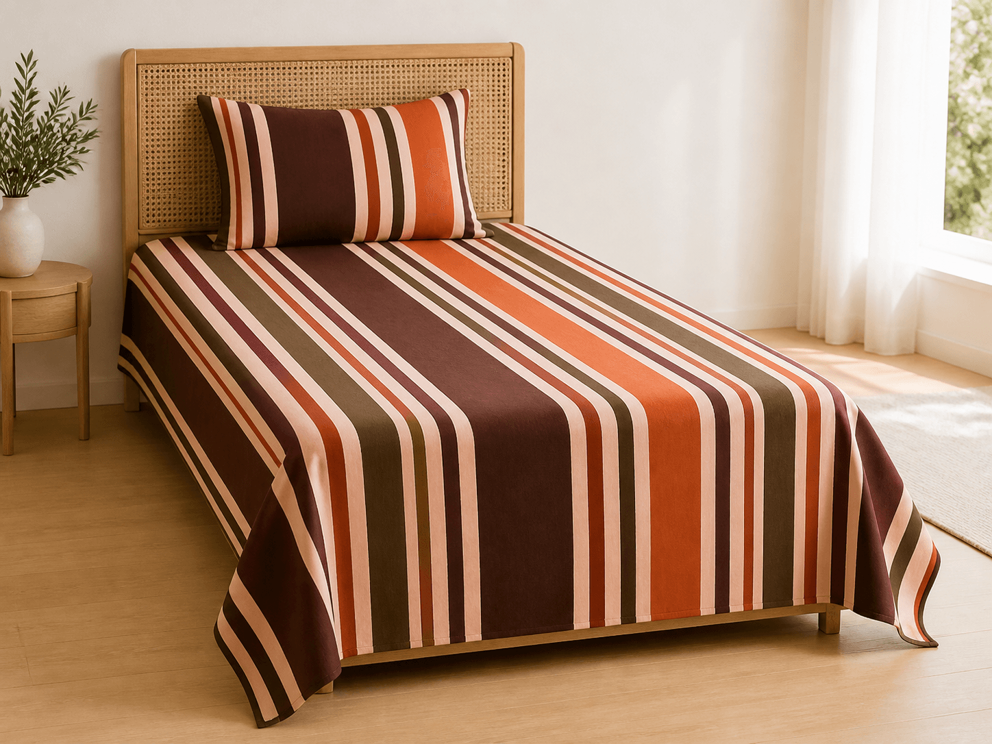 Bedspread design 8580 in brown coral - hero