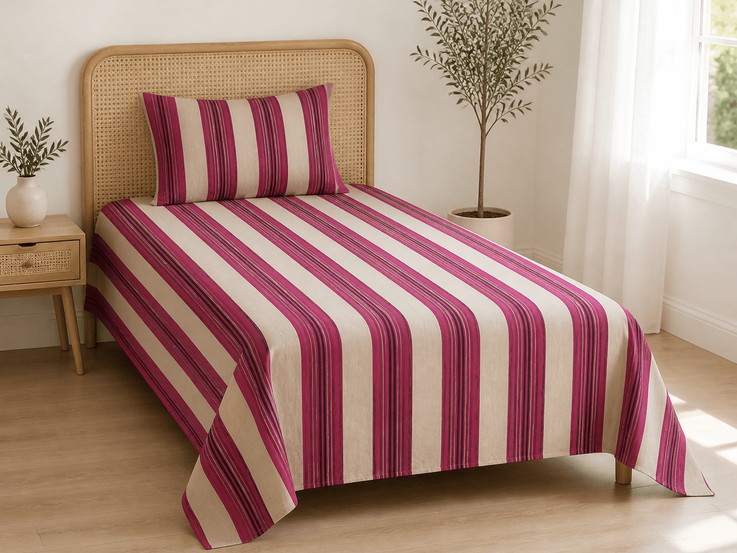 Bedspread design 8587 in magenta cream - hero