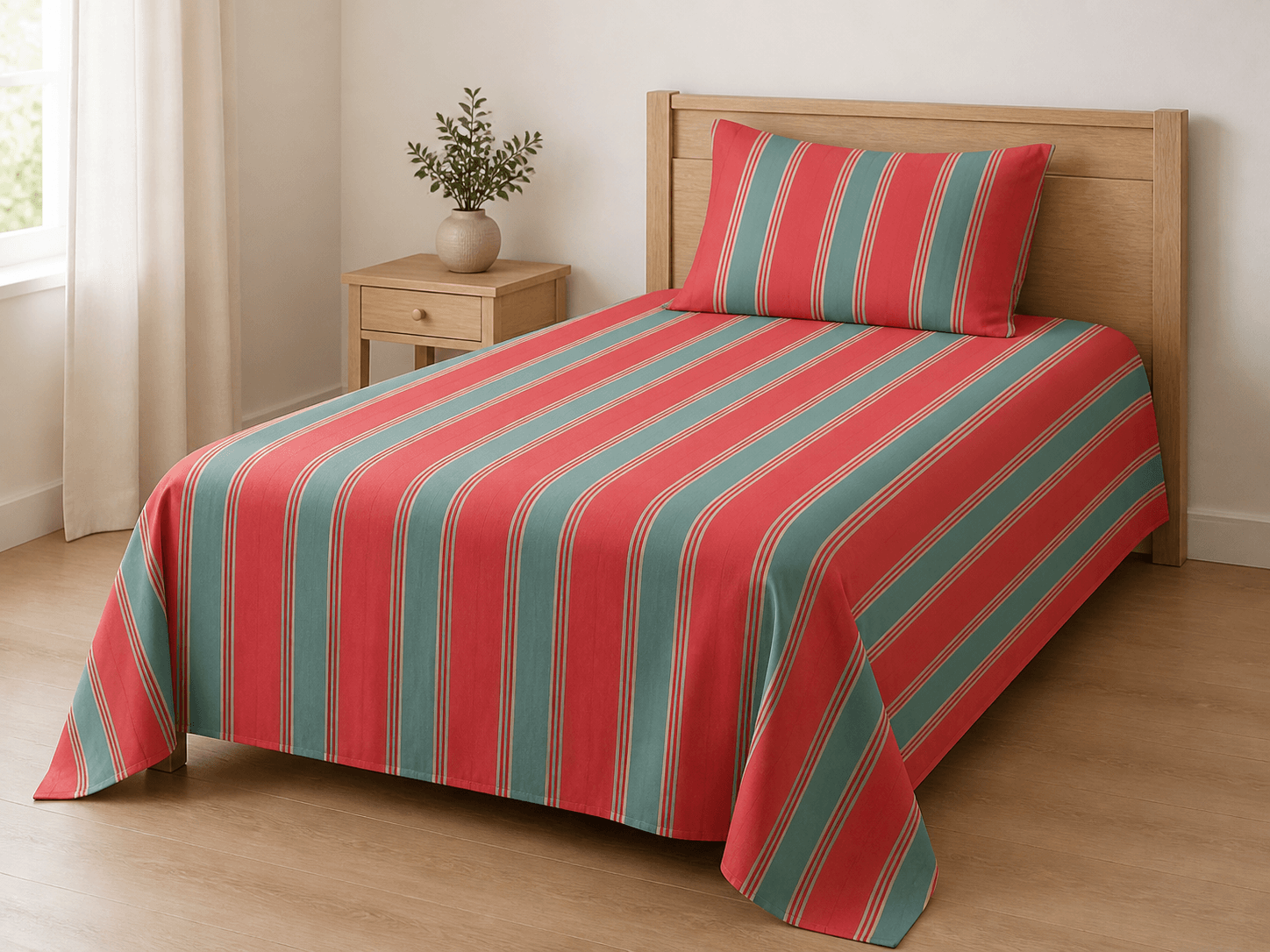Bedspread design 8589 in coral sage - hero