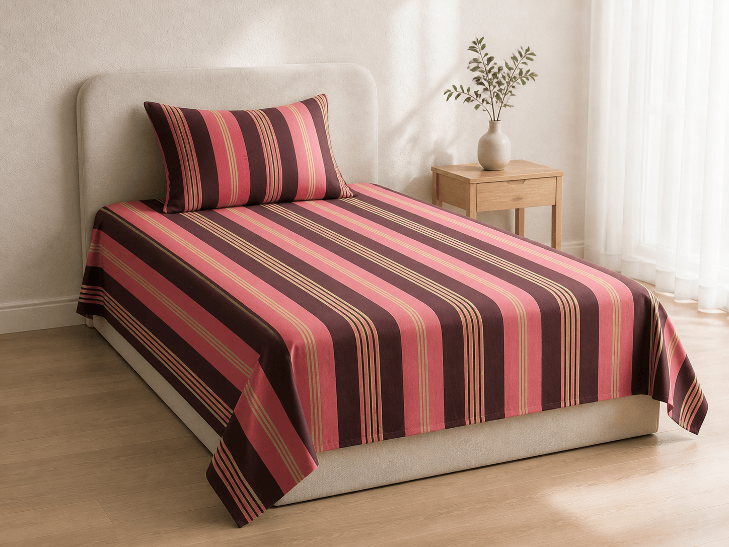 Bedspread design 8590 in rose burgundy - hero