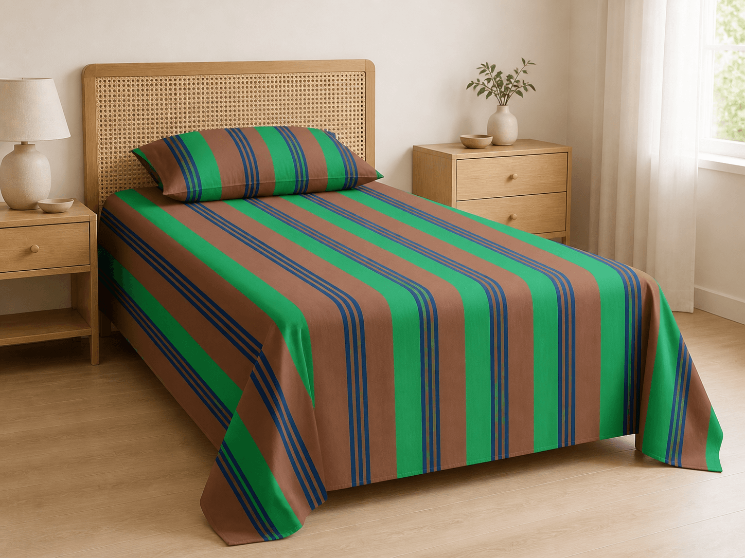 Bedspread design 8591 in emerald brown - hero
